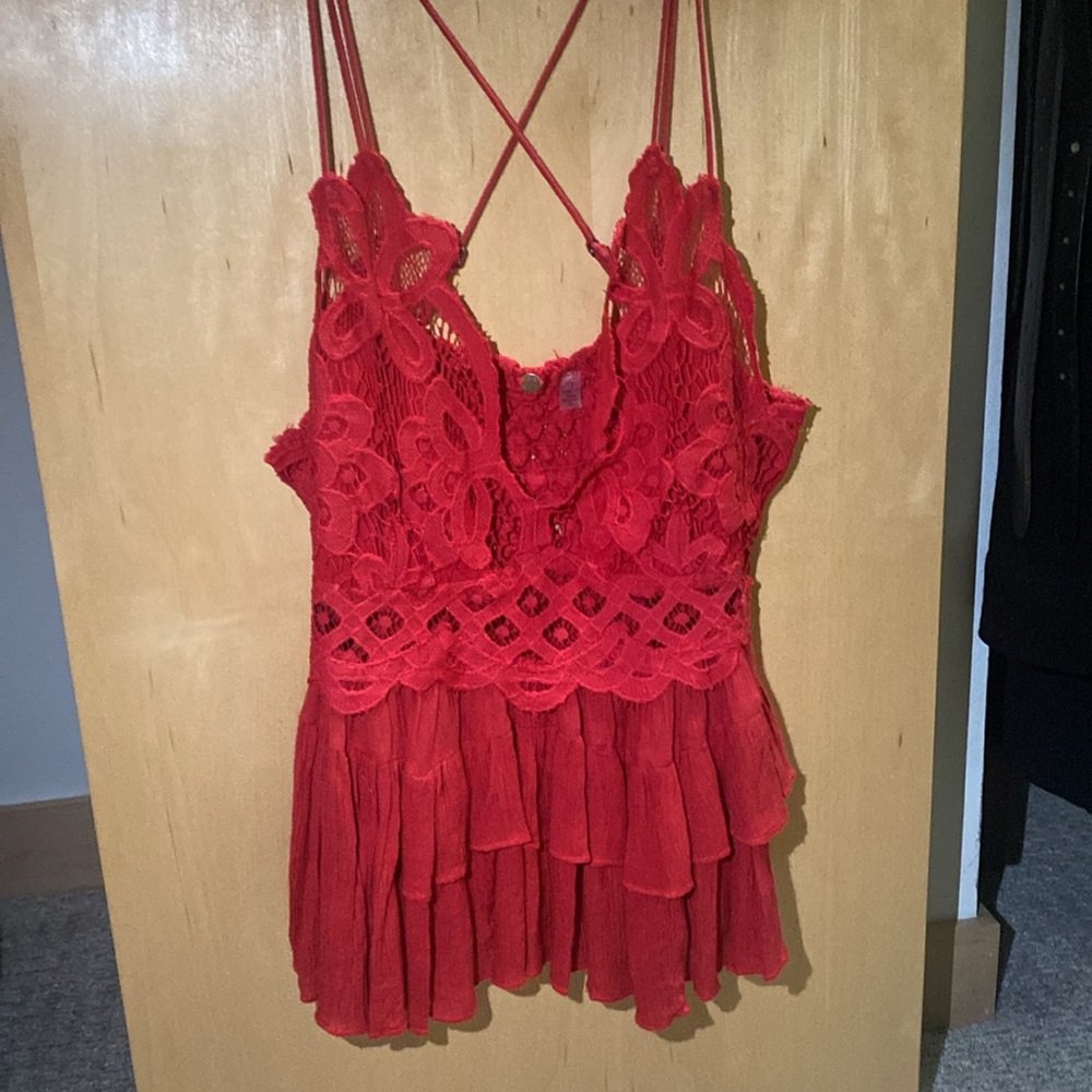 Free People Women’s Adella Cami Lace Ruffled Tank Top - Picture 5 of 7